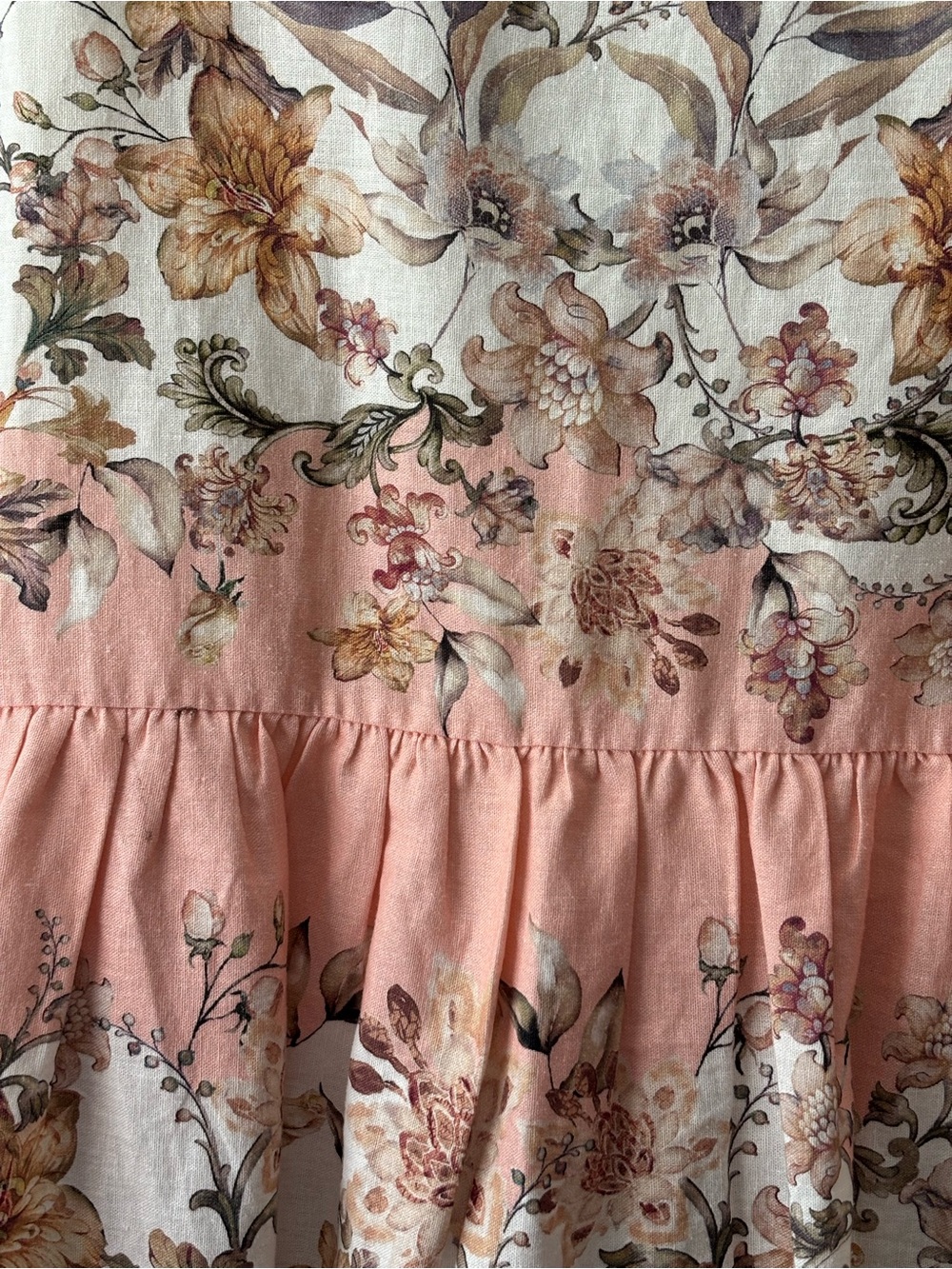 House of Harlow 1960 Floral Linen Blend Maxi Skirt Peach Pink M - Picture 4 of 8